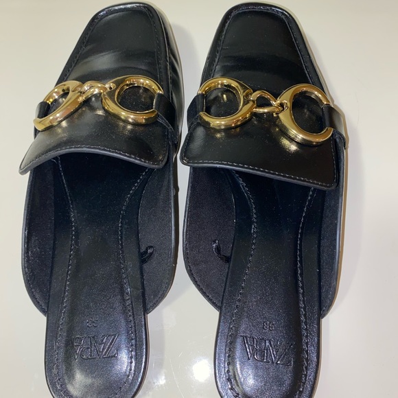Zara Chain Trim Open Back Loafers in Black - Picture 6 of 6